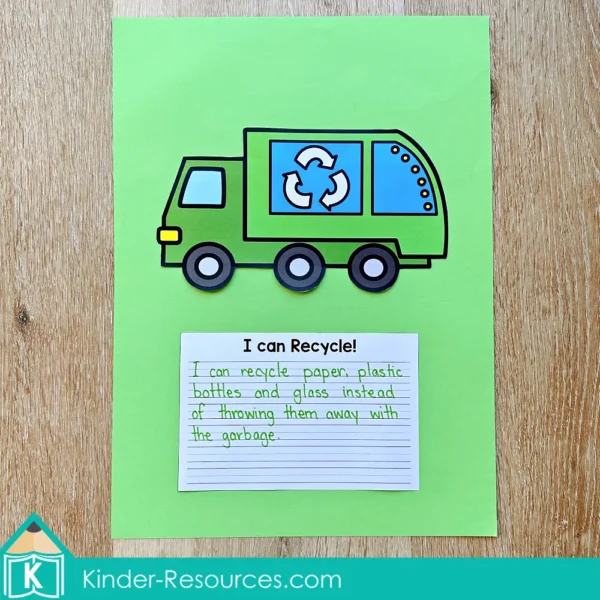 Earth Day Writing Prompts Craft Activity. I can Recycle