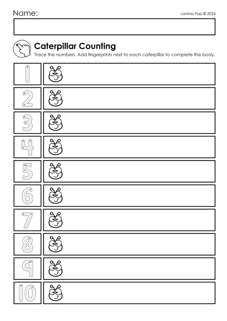 FREE Printable Caterpillar Finger Paint Activity by Lavinia Pop