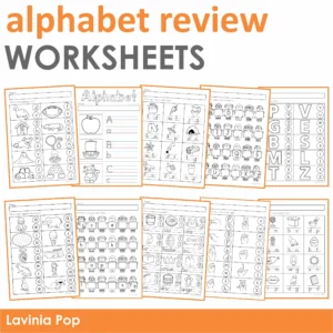 Alphabet Review Worksheets for Preschool and Kindergarten. Alphabet Writing | Alphabet Order | Upper and Lower Case Letter Match | Beginning Sounds | Ending Sounds | Vowel Sounds