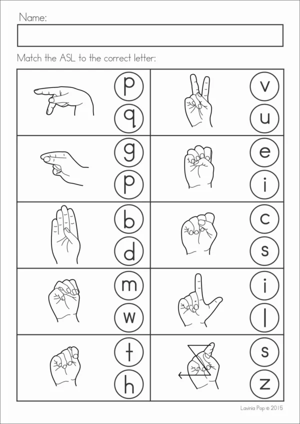 Alphabet Review Worksheets. ASL