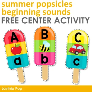 FREE Popsicle Alphabet and Beginning Sounds Match | Printable Activity for Summer