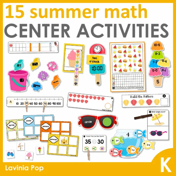 Summer Math Centers for Kindergarten | 15 printable activities