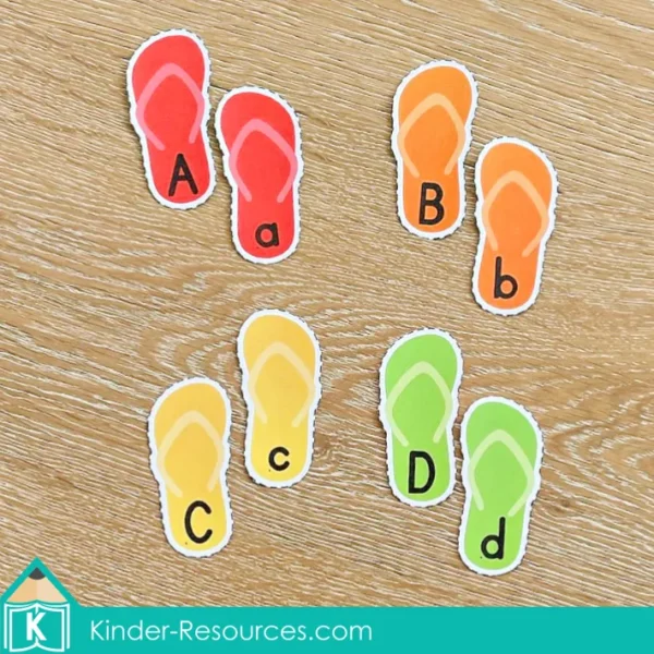 Kindergarten Summer Center Activities. Flip Flops Upper and Lower Case Letter Match