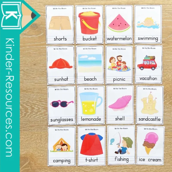 Kindergarten Summer Center Activities. Vocabulary Write the Room Cards