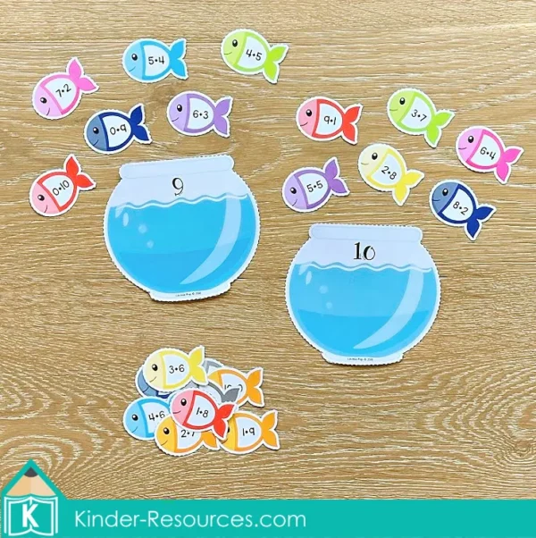 Kindergarten Summer Math Center Activities. Fish Addition