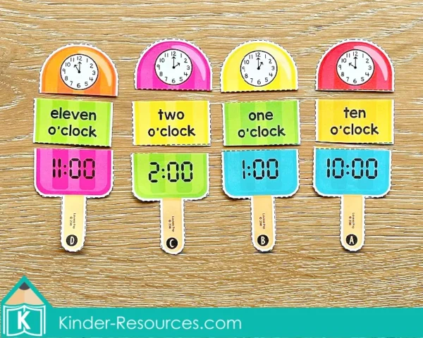 Kindergarten Summer Math Center Activities. Popsicle Time Match