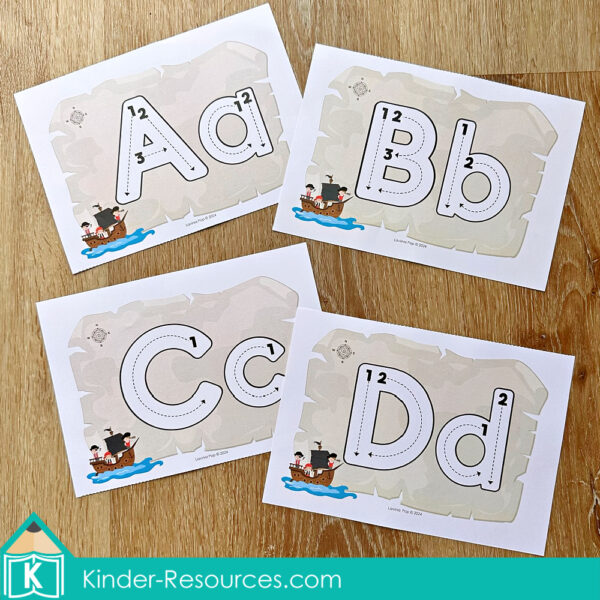 Pirate Preschool Center Activities. Alphabet Flash Cards