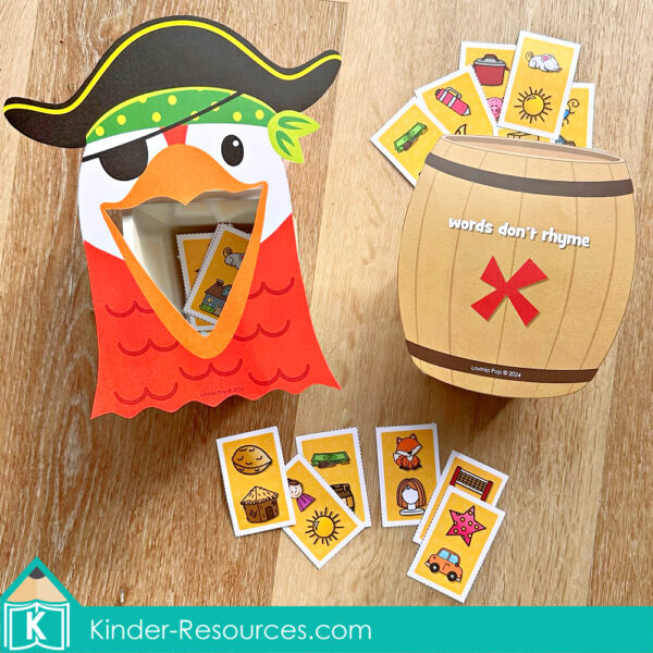 Pirate Preschool Center Activities. Feed the Pirate Parrot a Cracker Rhyming Activity