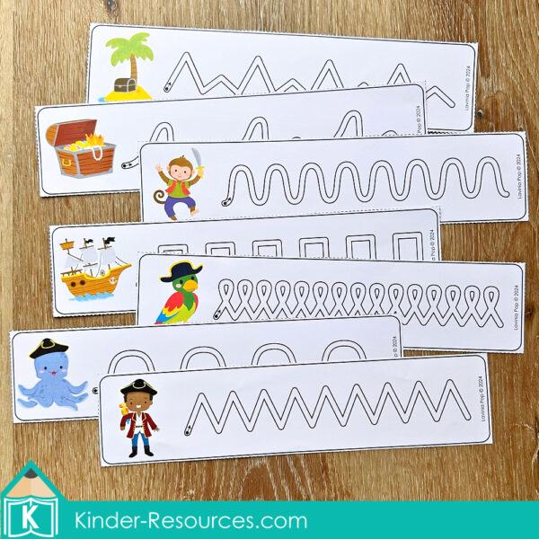 Pirate Preschool Center Activities. Pre-Writing Cards