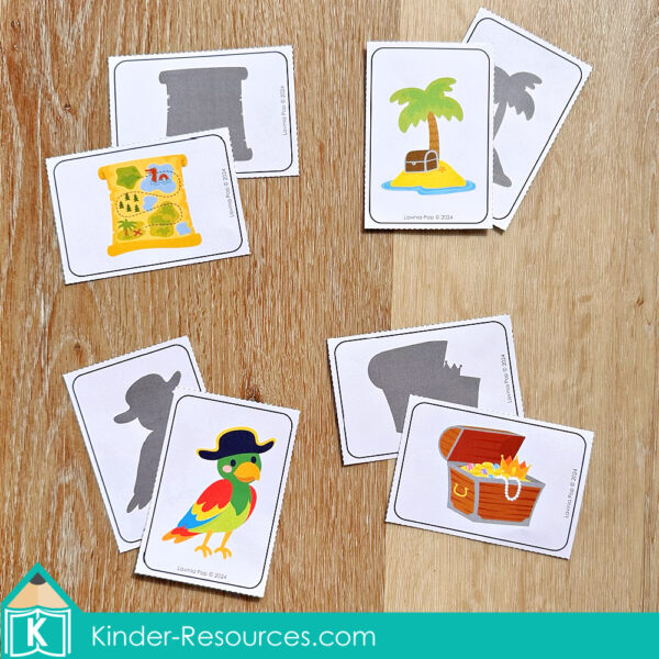 Pirate Preschool Center Activities. Shadow Matching Cards