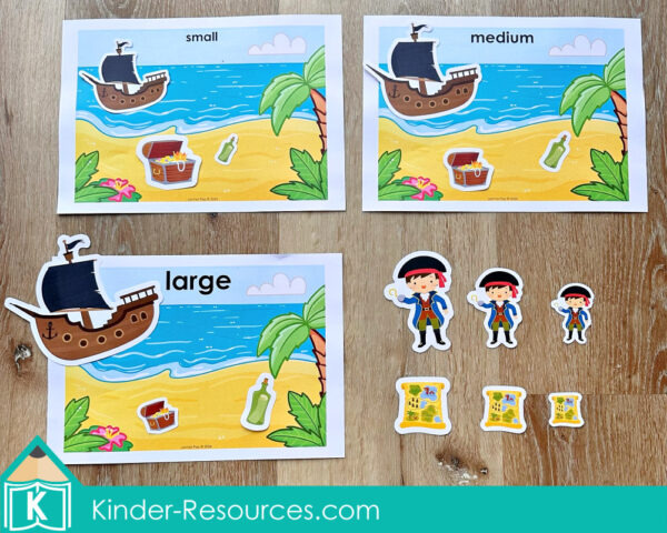 Pirate Preschool Center Activities. Sorting by Size Small Medium Large