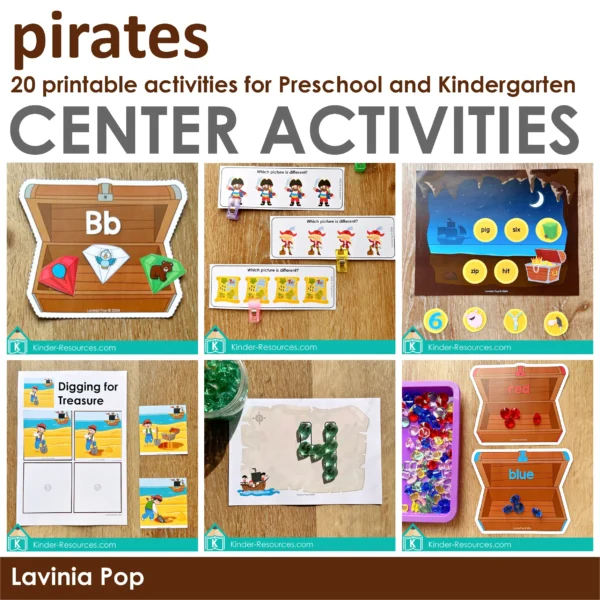 Pirate Center Activities for Preschool | 20 printable activities
