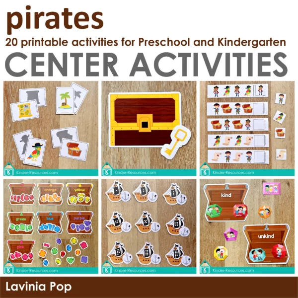 Pirate Center Activities for Preschool | 20 printable activities