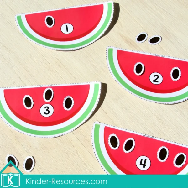 Preschool Summer Center Activities. Counting Watermelon Seeds