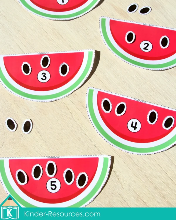 Preschool Summer Center Activities. Counting Watermelon Seeds