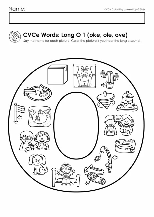 Silent E and CVCe Coloring Pages. Long vowel word families.