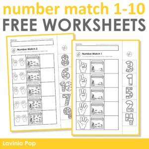 FREE Number Match Worksheets 1-10 | Counting Summer Fish