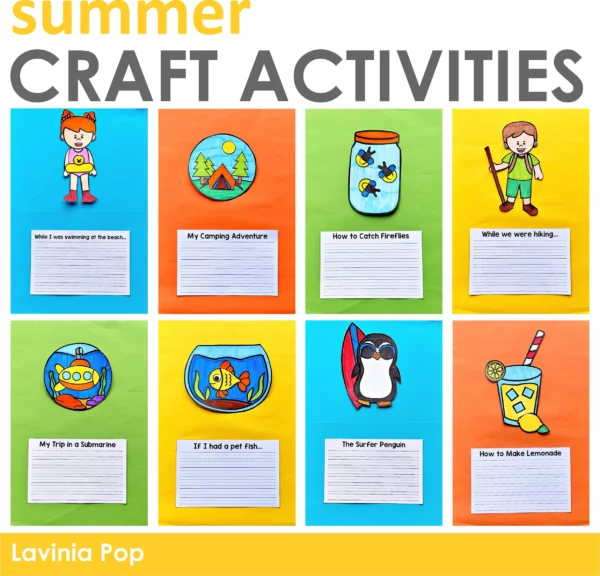Summer Writing Prompts Craft Activity | 13 crafts and writing activities for Summer that include a variety of writing prompts and styles.