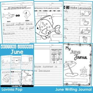 June Writing Journal Prompts. Includes a variety of text types: writing lists, labelling, procedures, opinion pieces, narrative text, letters and acrostic poems.