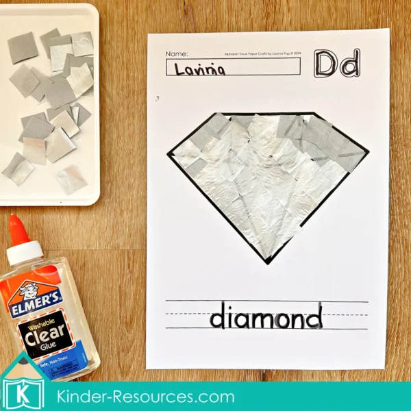 Alphabet Crafts. D Diamond Tissue Paper Printable