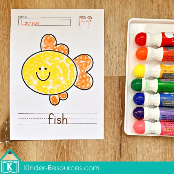 Alphabet Crafts. F Fish Dot Marker Printable Activity