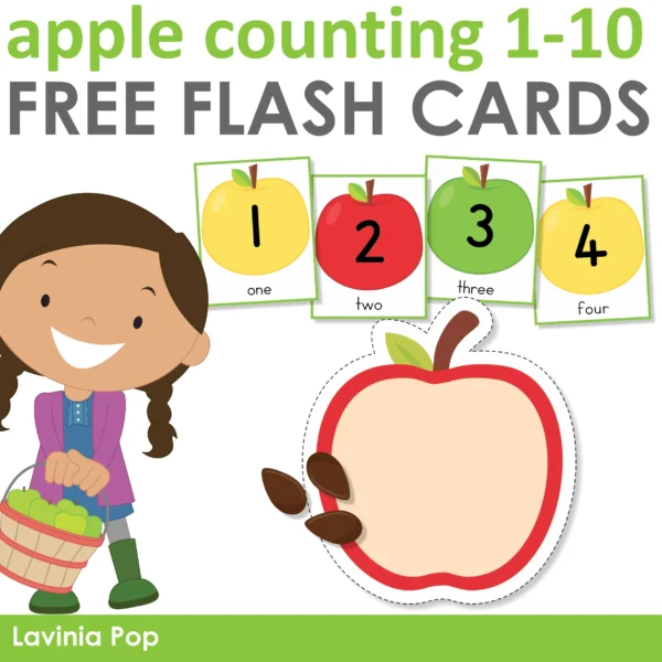 Free Apple Counting Flash Cards Cards 1-10