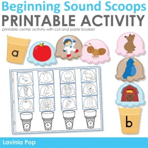 Beginning Sound Scoops | Center Activity with Cut and Paste Worksheets