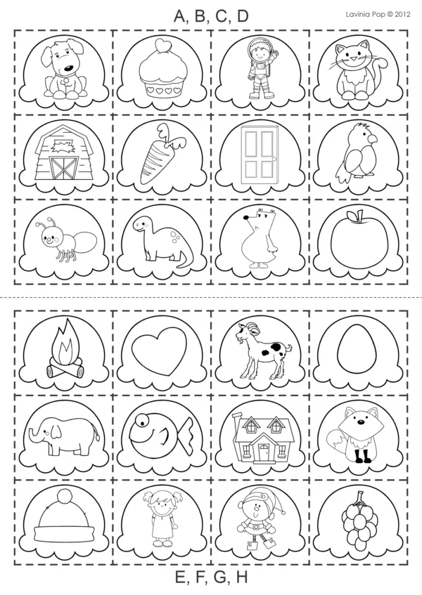 Beginning Sound Scoops | Center Activity with Cut and Paste Worksheets