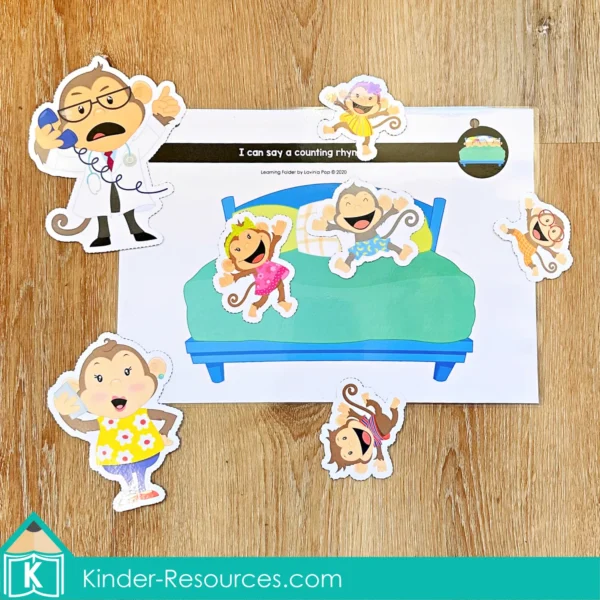 Counting Rhyme Interactive Printable Activity | 5 Little Monkeys Jumping on the Bed