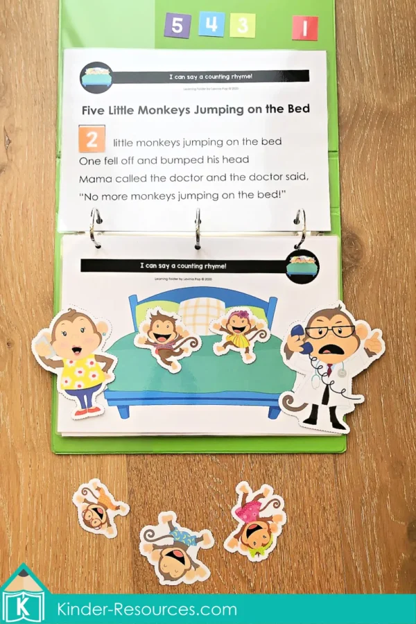 Counting Rhyme Interactive Printable Activity | 5 Little Monkeys Jumping on the Bed