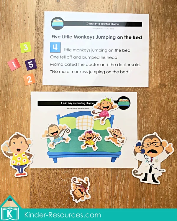 Counting Rhyme Interactive Printable Activity | 5 Little Monkeys Jumping on the Bed