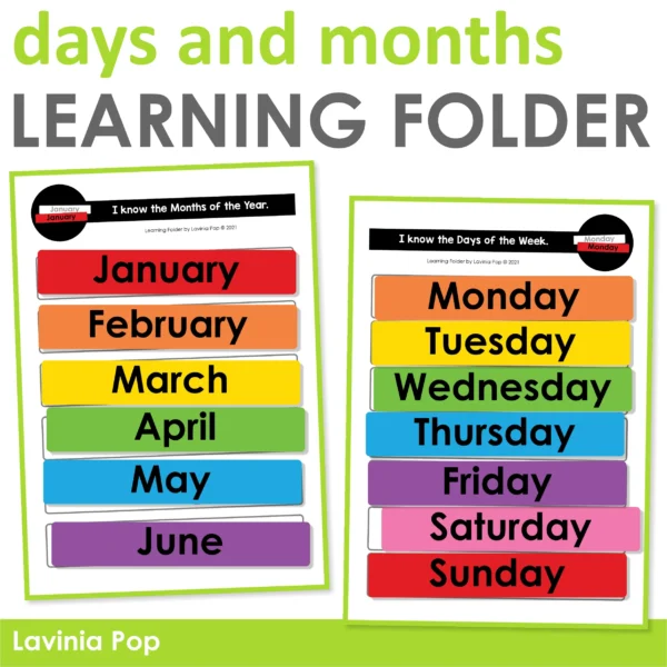 Toddler Binder | Learning Folder | Busy Book. Days of the Week and Months of the Year Order