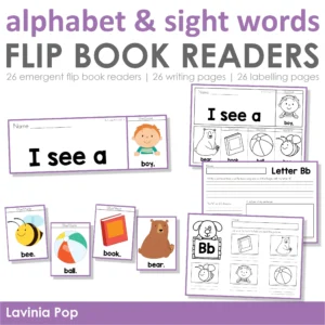 Alphabet & Sight Words Fluency FLip Book Readers | 26 booklets | 26 writing pages | 26 labelling pages