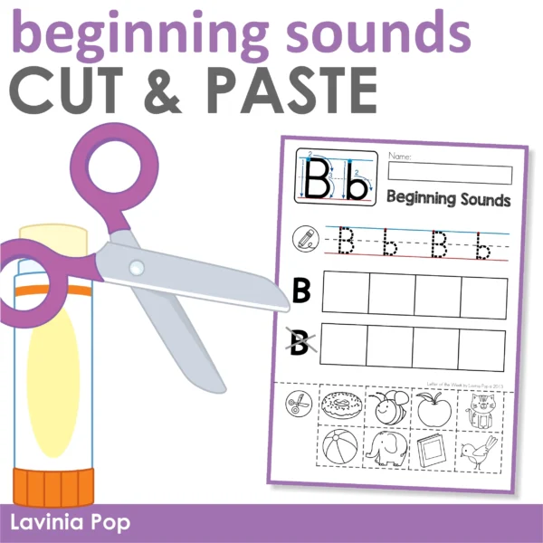 Handwriting and Beginning Sounds Cut and Paste Worksheets