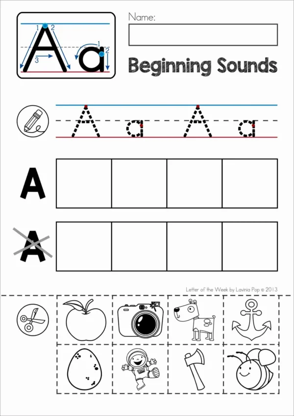 Handwriting and Beginning Sounds Cut and Paste Worksheets