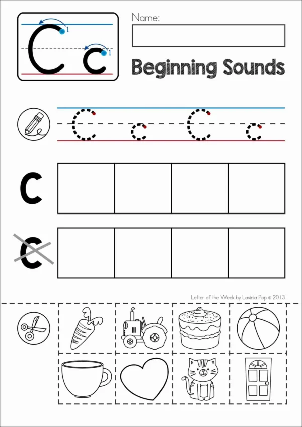 Handwriting and Beginning Sounds Cut and Paste Worksheets