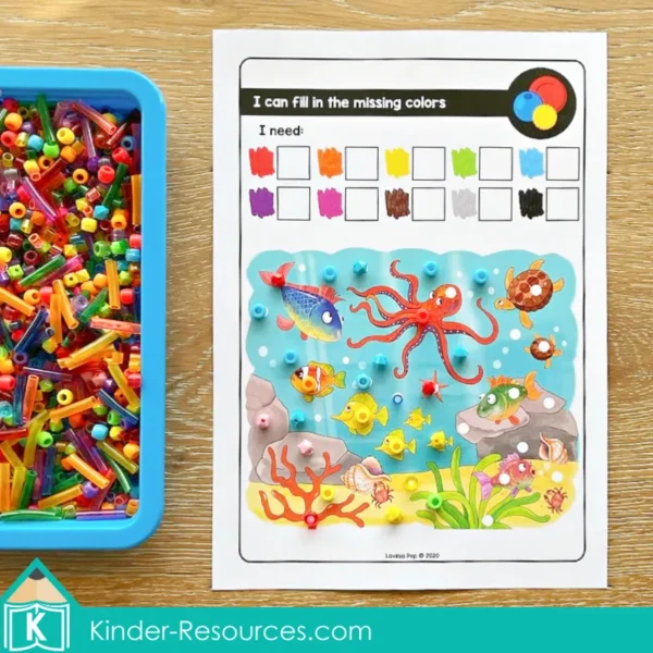June Fine Motor Preschool Activities. Add colored beads to complete the picture