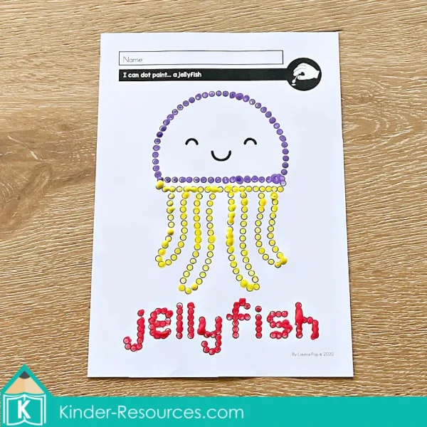 June Fine Motor Preschool Activities. Jellyfish dot painting page