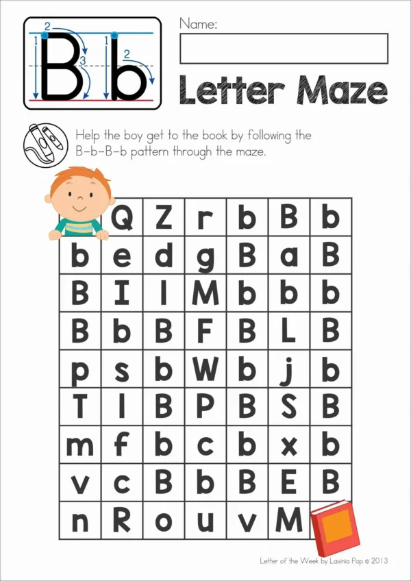 Upper and Lower Case Alphabet Maze | Printable worksheets to help with letter recognition