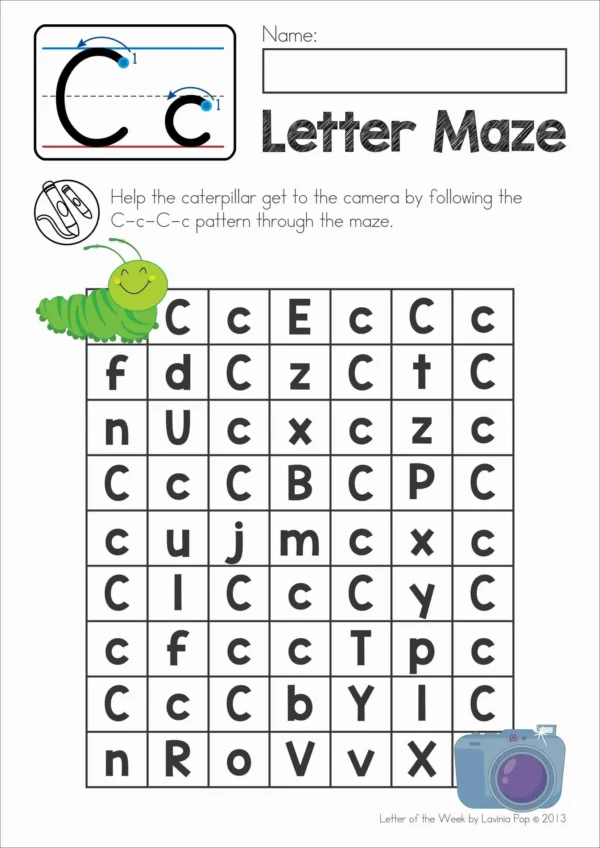 Upper and Lower Case Alphabet Maze | Printable worksheets to help with letter recognition