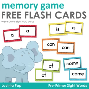 Free Sight Word Memory Game | 40 Pre-Primer Cards