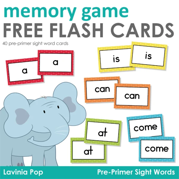 Free Sight Word Memory Game | 40 Pre-Primer Cards