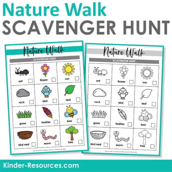 Prepare Your Preschooler for Kindergarten. Nature Walk Scavenger Hunt