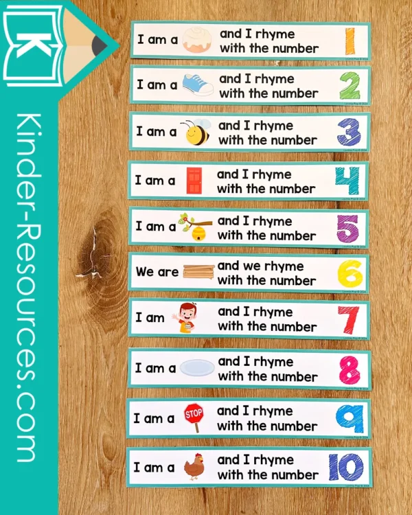 Number Rhymes Activity for Phonological Awareness. Answer Cards