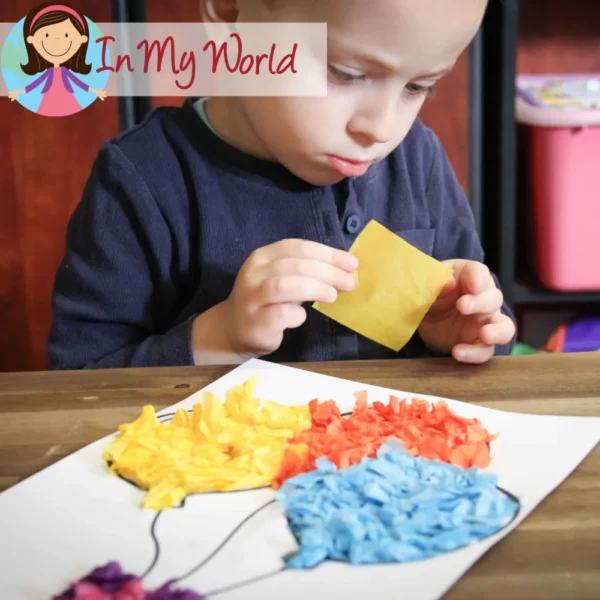 FREE Preschool Letter B Printable Worksheets and Activities. Fine Motor Tissue Paper Scrunching Activity