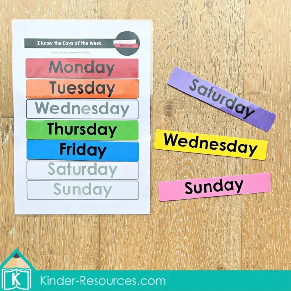 Toddler Binder Learning Folder Busy Book. Days of the Week Order