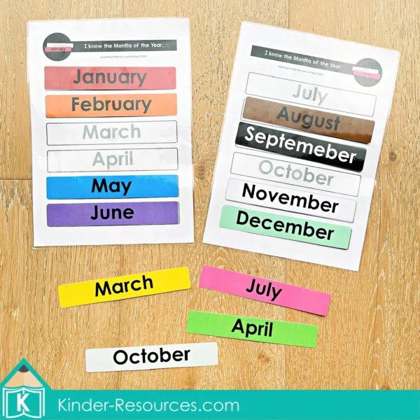 Toddler Binder Learning Folder Busy Book. Months of the Year Order