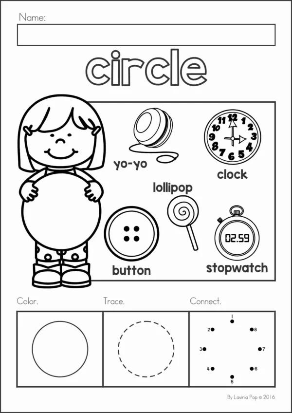 2D Shapes Worksheet Pack for Preschool and Kindergarten | Early Math Activity