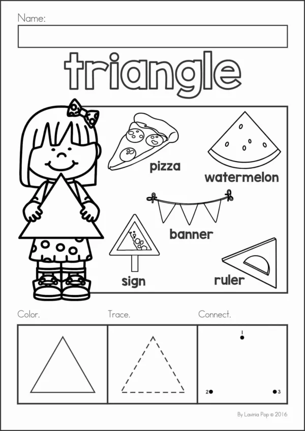 2D Shapes Worksheet Pack for Preschool and Kindergarten | Early Math Activity