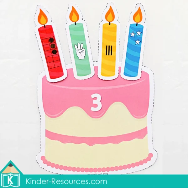 All About Me Prechool Center Activities. Birthday cake and candles number sense activity 3